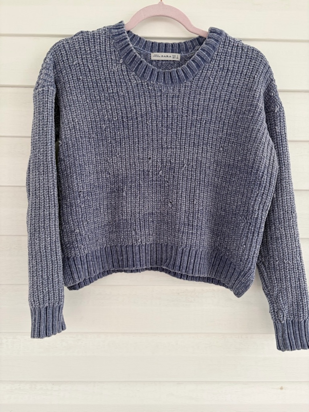 ✨ Free if Bundled! Flawed ✨ Zara Women's Blue Crew Neck Sweater